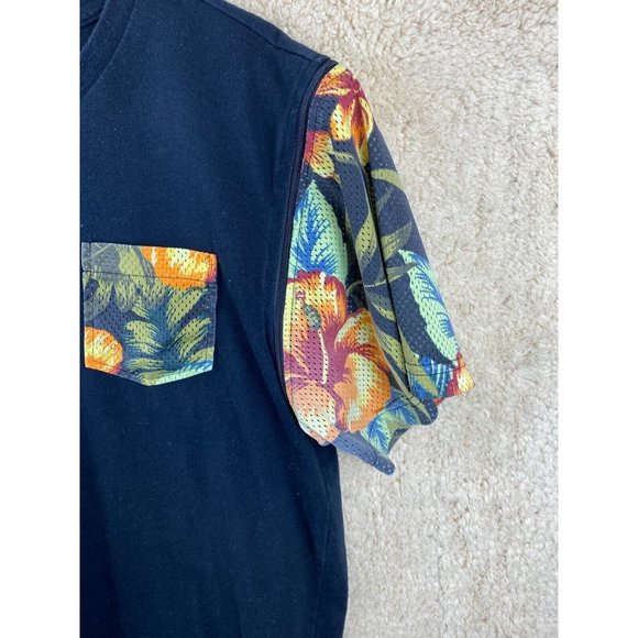 8th DSTRKT Men's Sz XL Black Tee With Floral Zip On Sleeves Ninety 3 On Back - Picture 4 of 13